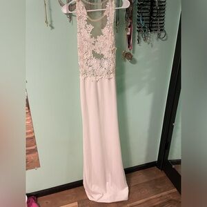 white floor length dress